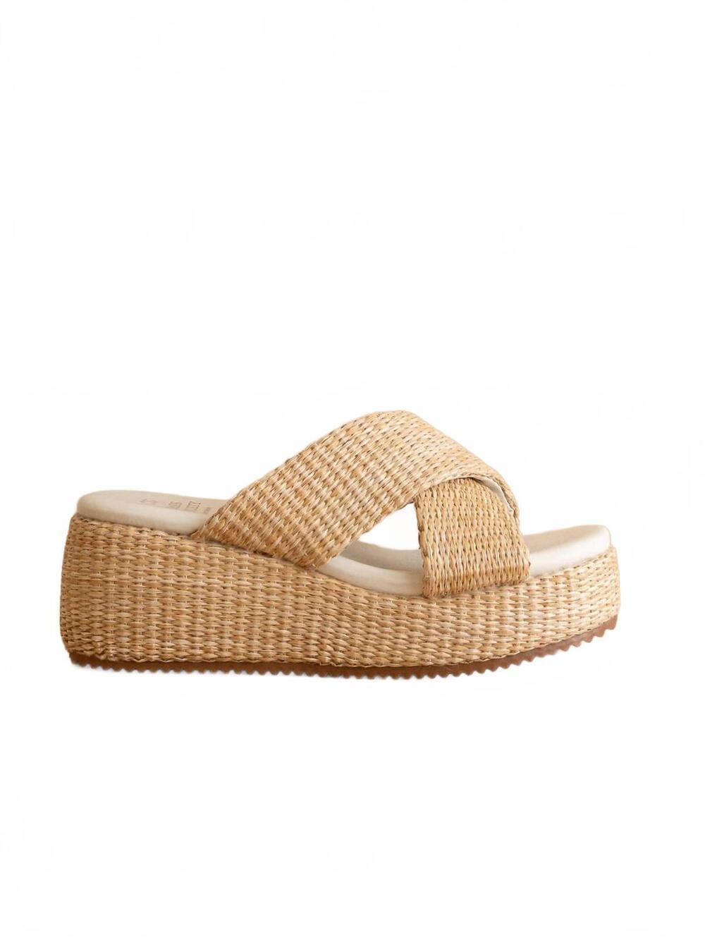 NEW OASIS SOCIETY women's fresno raffia platform summer sandal in natural